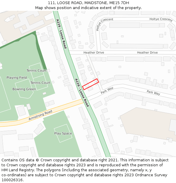 111, LOOSE ROAD, MAIDSTONE, ME15 7DH: Location map and indicative extent of plot