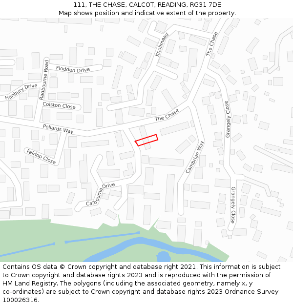 111, THE CHASE, CALCOT, READING, RG31 7DE: Location map and indicative extent of plot