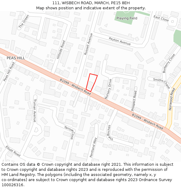 111, WISBECH ROAD, MARCH, PE15 8EH: Location map and indicative extent of plot
