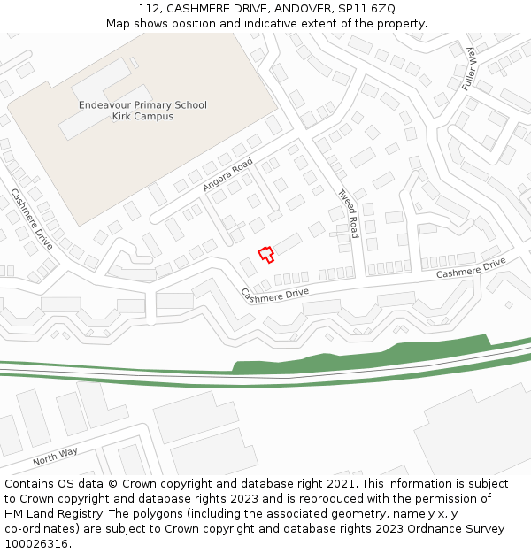 112, CASHMERE DRIVE, ANDOVER, SP11 6ZQ: Location map and indicative extent of plot