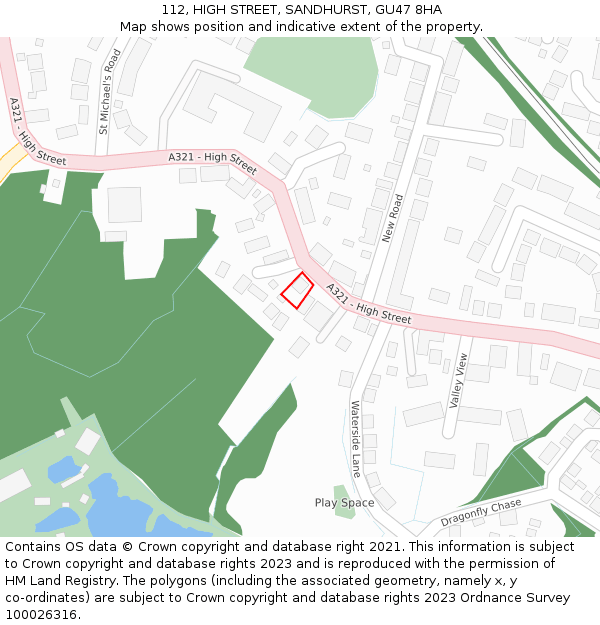 112, HIGH STREET, SANDHURST, GU47 8HA: Location map and indicative extent of plot