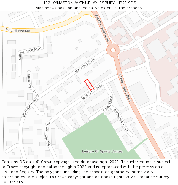 112, KYNASTON AVENUE, AYLESBURY, HP21 9DS: Location map and indicative extent of plot