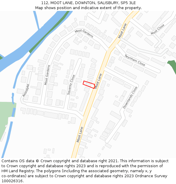 112, MOOT LANE, DOWNTON, SALISBURY, SP5 3LE: Location map and indicative extent of plot