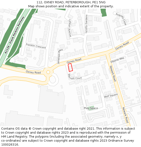 112, OXNEY ROAD, PETERBOROUGH, PE1 5NG: Location map and indicative extent of plot