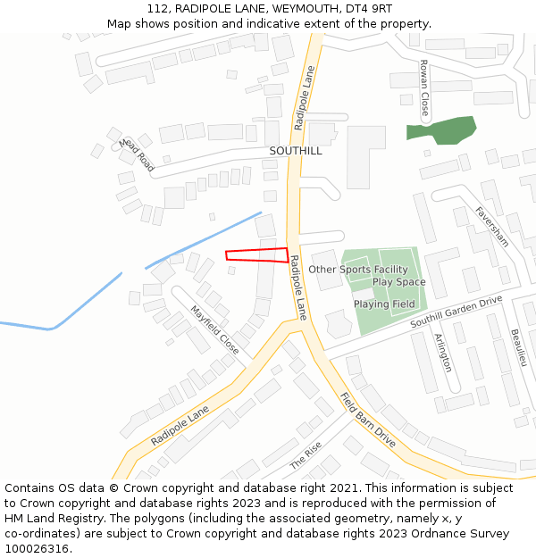 112, RADIPOLE LANE, WEYMOUTH, DT4 9RT: Location map and indicative extent of plot