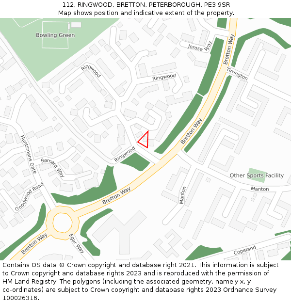 112, RINGWOOD, BRETTON, PETERBOROUGH, PE3 9SR: Location map and indicative extent of plot