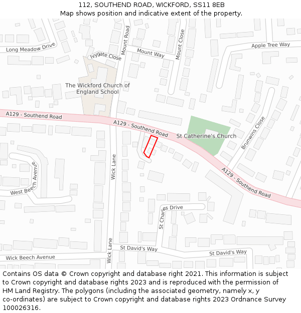 112, SOUTHEND ROAD, WICKFORD, SS11 8EB: Location map and indicative extent of plot