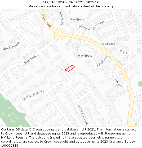 112, TAFF ROAD, CALDICOT, NP26 4PY: Location map and indicative extent of plot