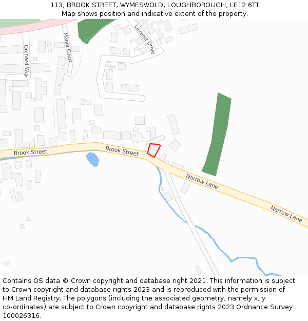 113, BROOK STREET, WYMESWOLD, LOUGHBOROUGH, LE12 6TT: Location map and indicative extent of plot