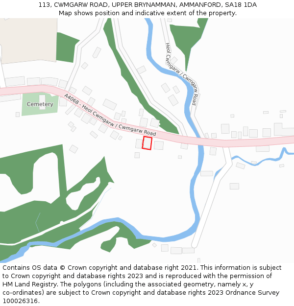 113, CWMGARW ROAD, UPPER BRYNAMMAN, AMMANFORD, SA18 1DA: Location map and indicative extent of plot