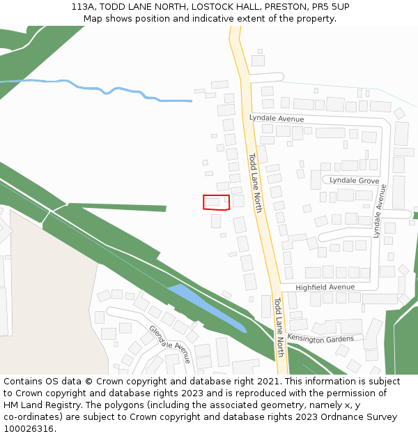113A, TODD LANE NORTH, LOSTOCK HALL, PRESTON, PR5 5UP: Location map and indicative extent of plot