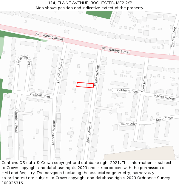 114, ELAINE AVENUE, ROCHESTER, ME2 2YP: Location map and indicative extent of plot