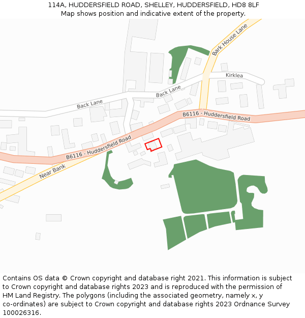 114A, HUDDERSFIELD ROAD, SHELLEY, HUDDERSFIELD, HD8 8LF: Location map and indicative extent of plot