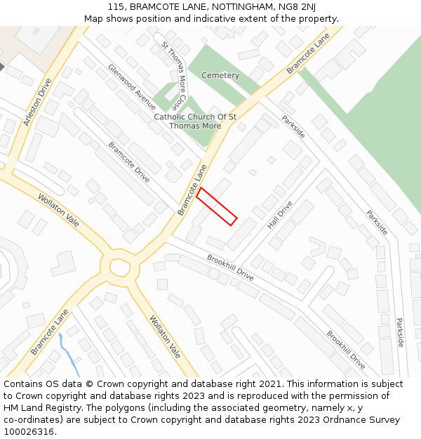 115, BRAMCOTE LANE, NOTTINGHAM, NG8 2NJ: Location map and indicative extent of plot