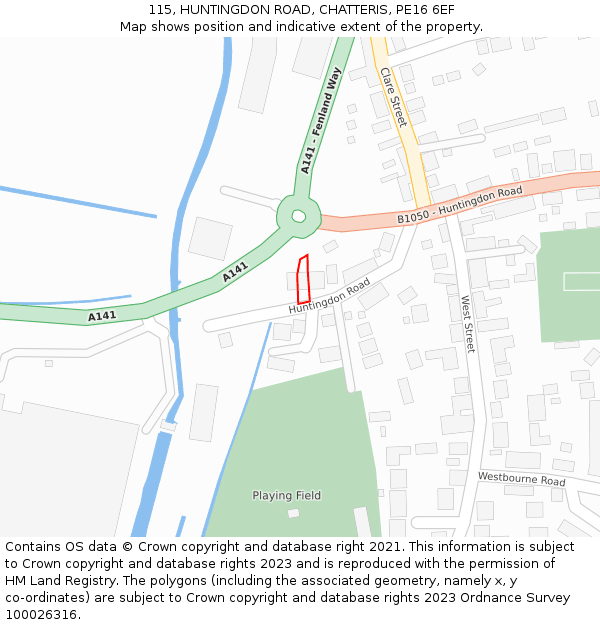 115, HUNTINGDON ROAD, CHATTERIS, PE16 6EF: Location map and indicative extent of plot