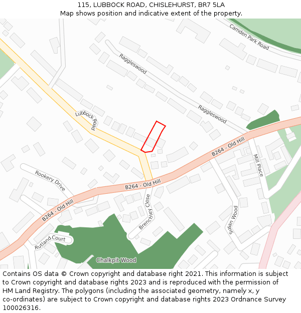 115, LUBBOCK ROAD, CHISLEHURST, BR7 5LA: Location map and indicative extent of plot