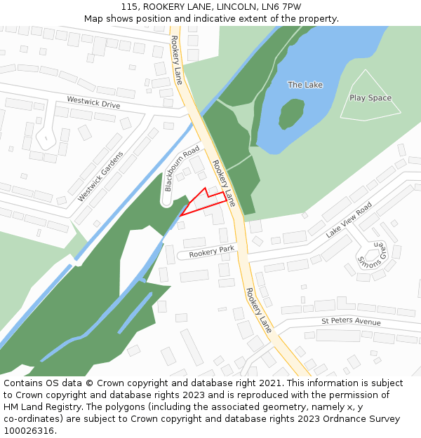 115, ROOKERY LANE, LINCOLN, LN6 7PW: Location map and indicative extent of plot