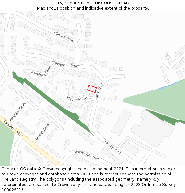 115, SEARBY ROAD, LINCOLN, LN2 4DT: Location map and indicative extent of plot