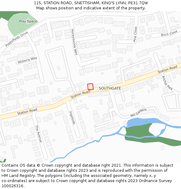 115, STATION ROAD, SNETTISHAM, KING'S LYNN, PE31 7QW: Location map and indicative extent of plot
