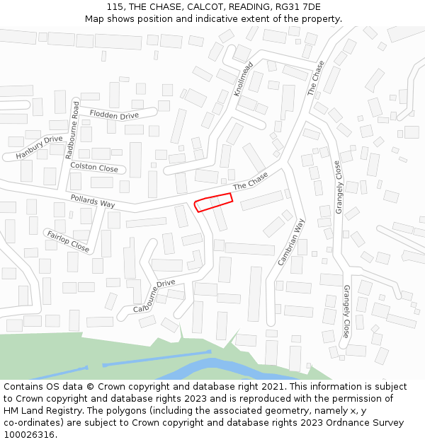 115, THE CHASE, CALCOT, READING, RG31 7DE: Location map and indicative extent of plot