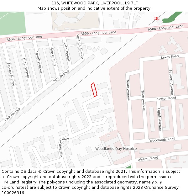 115, WHITEWOOD PARK, LIVERPOOL, L9 7LF: Location map and indicative extent of plot