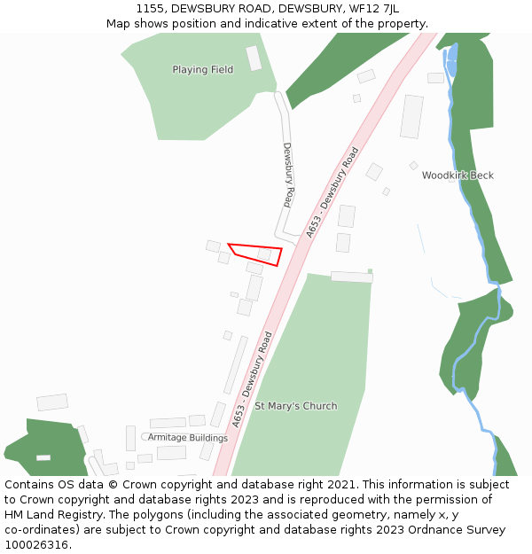 1155, DEWSBURY ROAD, DEWSBURY, WF12 7JL: Location map and indicative extent of plot