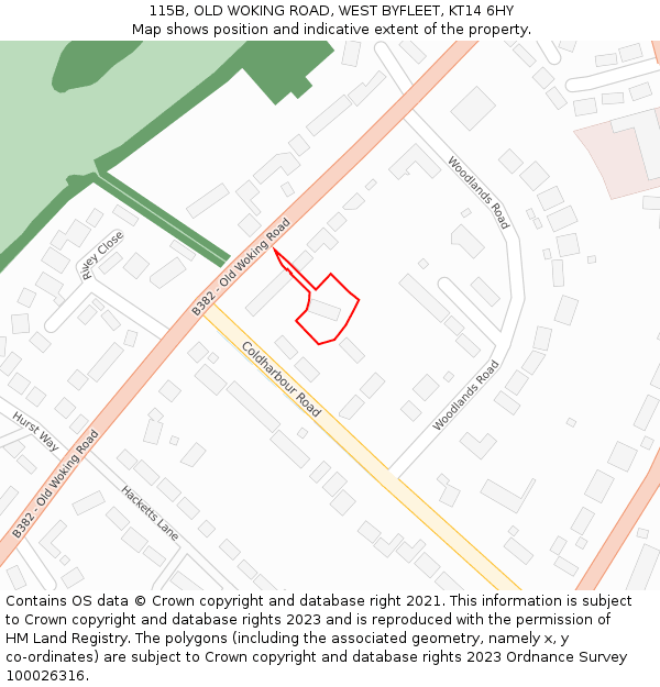 115B, OLD WOKING ROAD, WEST BYFLEET, KT14 6HY: Location map and indicative extent of plot