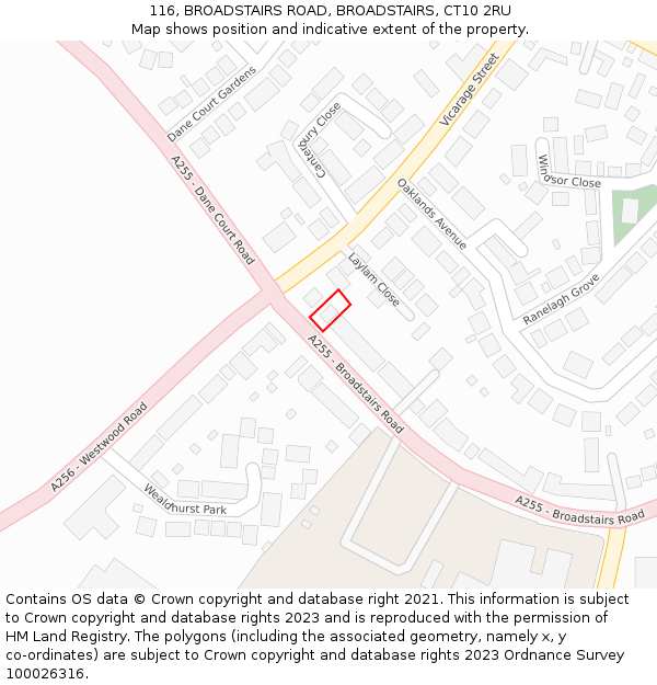 116, BROADSTAIRS ROAD, BROADSTAIRS, CT10 2RU: Location map and indicative extent of plot