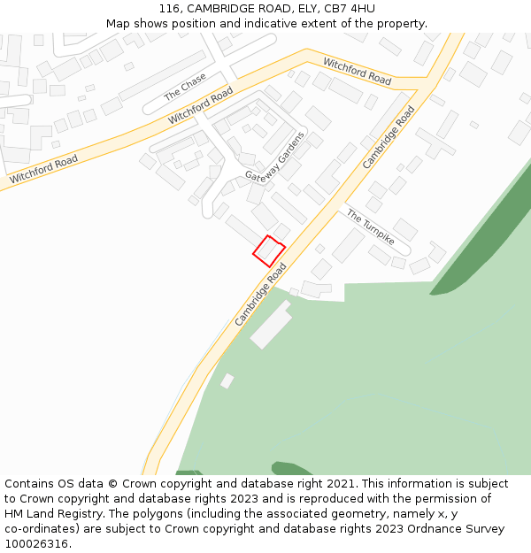116, CAMBRIDGE ROAD, ELY, CB7 4HU: Location map and indicative extent of plot