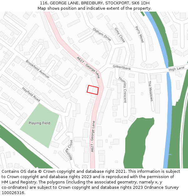 116, GEORGE LANE, BREDBURY, STOCKPORT, SK6 1DH: Location map and indicative extent of plot