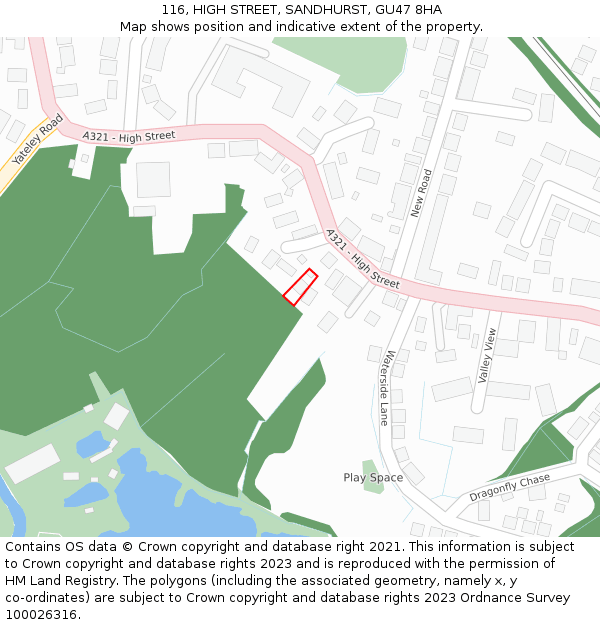 116, HIGH STREET, SANDHURST, GU47 8HA: Location map and indicative extent of plot