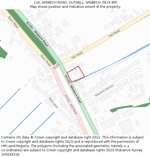116, WISBECH ROAD, OUTWELL, WISBECH, PE14 8PF: Location map and indicative extent of plot