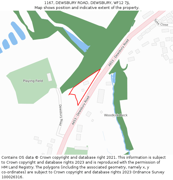 1167, DEWSBURY ROAD, DEWSBURY, WF12 7JL: Location map and indicative extent of plot