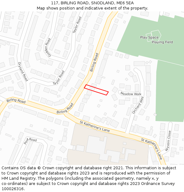 117, BIRLING ROAD, SNODLAND, ME6 5EA: Location map and indicative extent of plot