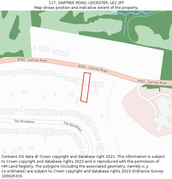 117, GARTREE ROAD, LEICESTER, LE2 2FF: Location map and indicative extent of plot