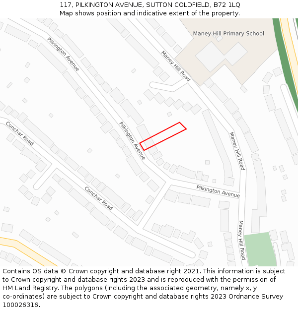 117, PILKINGTON AVENUE, SUTTON COLDFIELD, B72 1LQ: Location map and indicative extent of plot