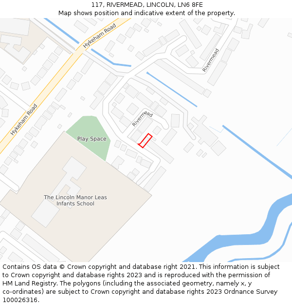 117, RIVERMEAD, LINCOLN, LN6 8FE: Location map and indicative extent of plot