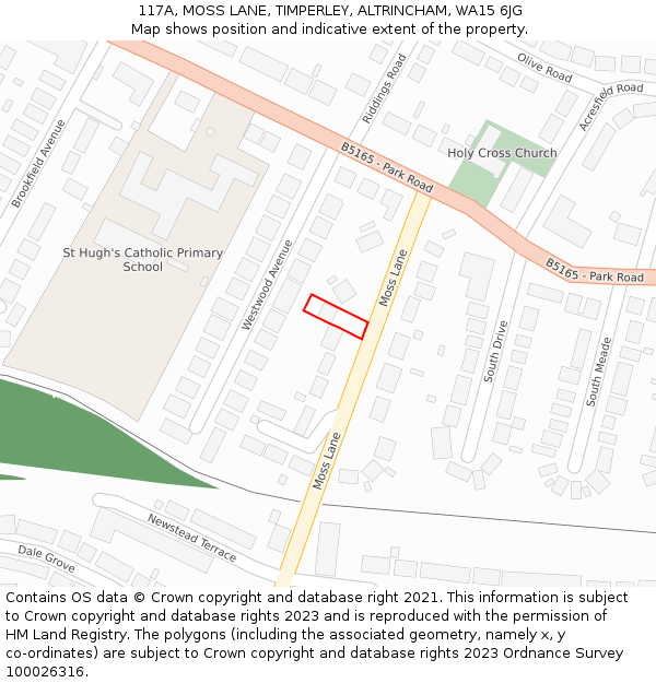 117A, MOSS LANE, TIMPERLEY, ALTRINCHAM, WA15 6JG: Location map and indicative extent of plot