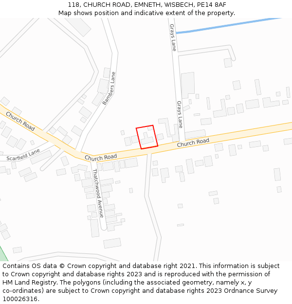 118, CHURCH ROAD, EMNETH, WISBECH, PE14 8AF: Location map and indicative extent of plot