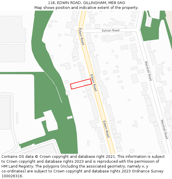 118, EDWIN ROAD, GILLINGHAM, ME8 0AG: Location map and indicative extent of plot