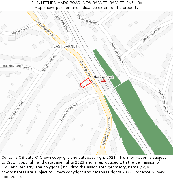 118, NETHERLANDS ROAD, NEW BARNET, BARNET, EN5 1BX: Location map and indicative extent of plot