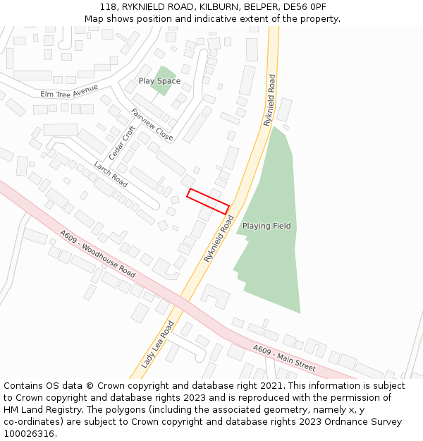 118, RYKNIELD ROAD, KILBURN, BELPER, DE56 0PF: Location map and indicative extent of plot