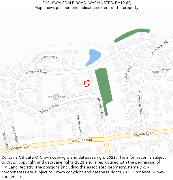 118, SWALEDALE ROAD, WARMINSTER, BA12 8FJ: Location map and indicative extent of plot