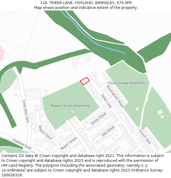 118, TINKER LANE, HOYLAND, BARNSLEY, S74 0PR: Location map and indicative extent of plot