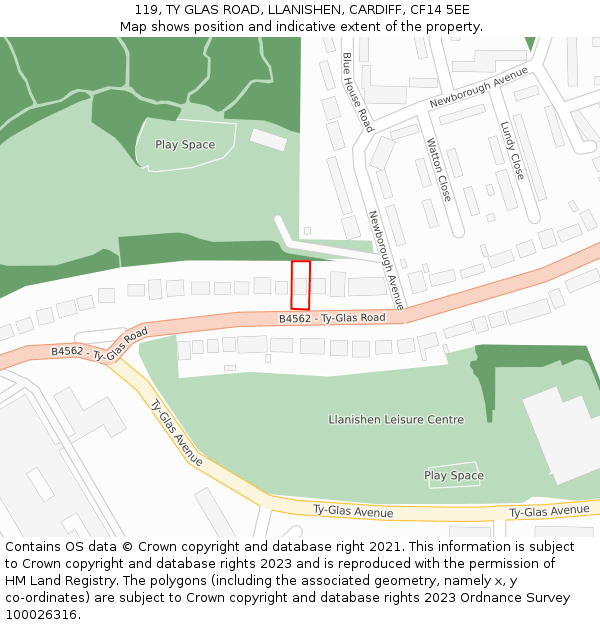 119, TY GLAS ROAD, LLANISHEN, CARDIFF, CF14 5EE: Location map and indicative extent of plot