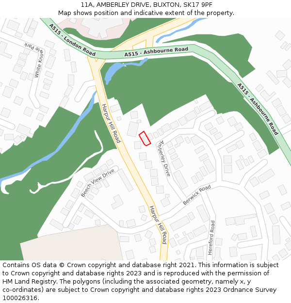 11A, AMBERLEY DRIVE, BUXTON, SK17 9PF: Location map and indicative extent of plot