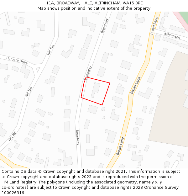 11A, BROADWAY, HALE, ALTRINCHAM, WA15 0PE: Location map and indicative extent of plot