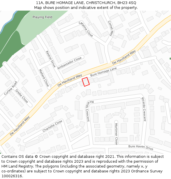 11A, BURE HOMAGE LANE, CHRISTCHURCH, BH23 4SQ: Location map and indicative extent of plot