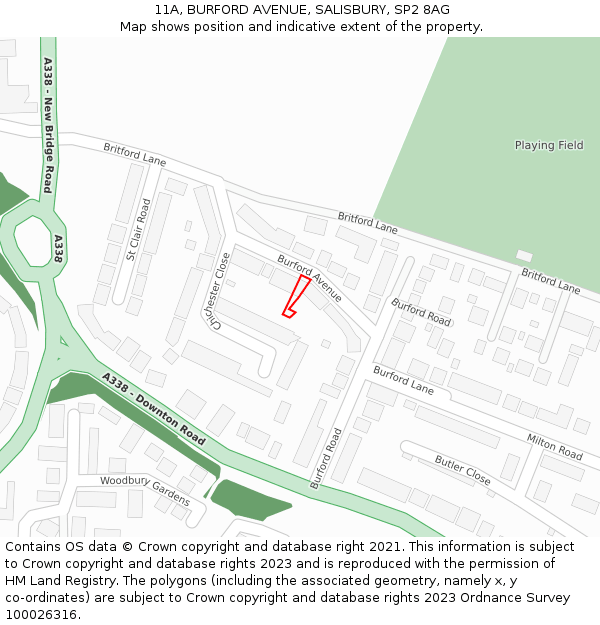 11A, BURFORD AVENUE, SALISBURY, SP2 8AG: Location map and indicative extent of plot