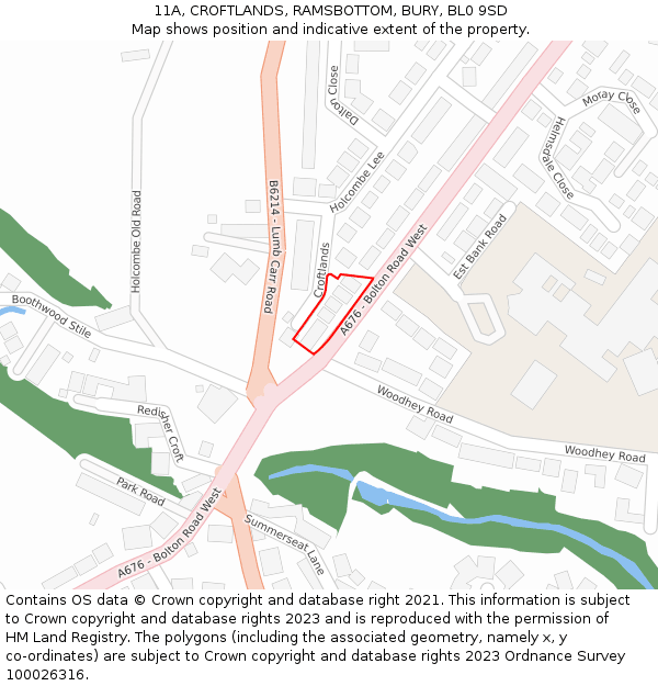 11A, CROFTLANDS, RAMSBOTTOM, BURY, BL0 9SD: Location map and indicative extent of plot